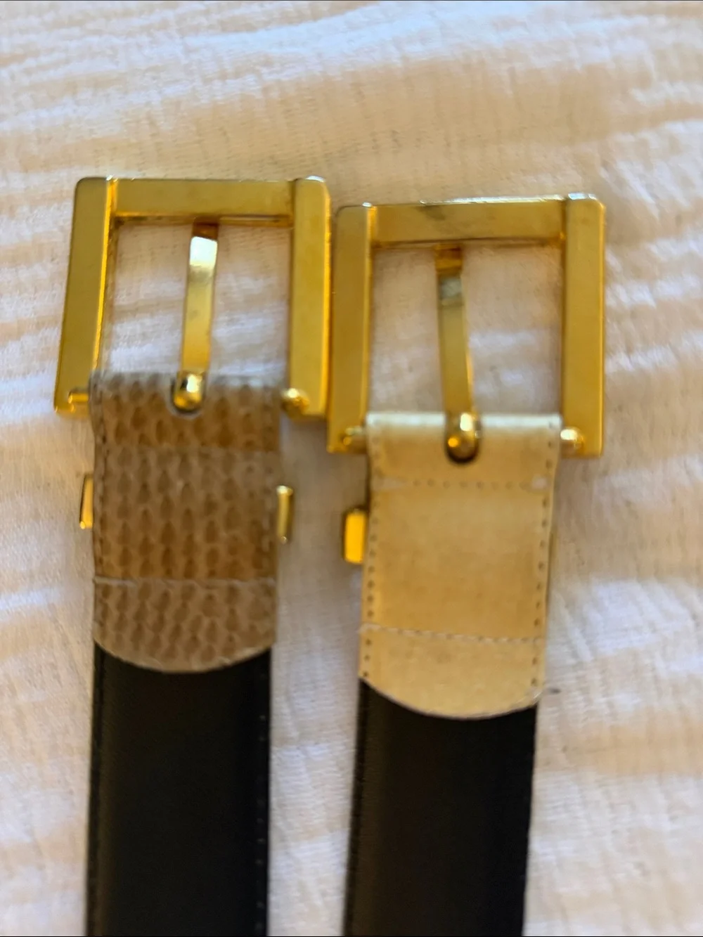 VTG Lot of 2 Amanda Smith Genuine Snake Skin Belts Size XL- Off White & Taupe